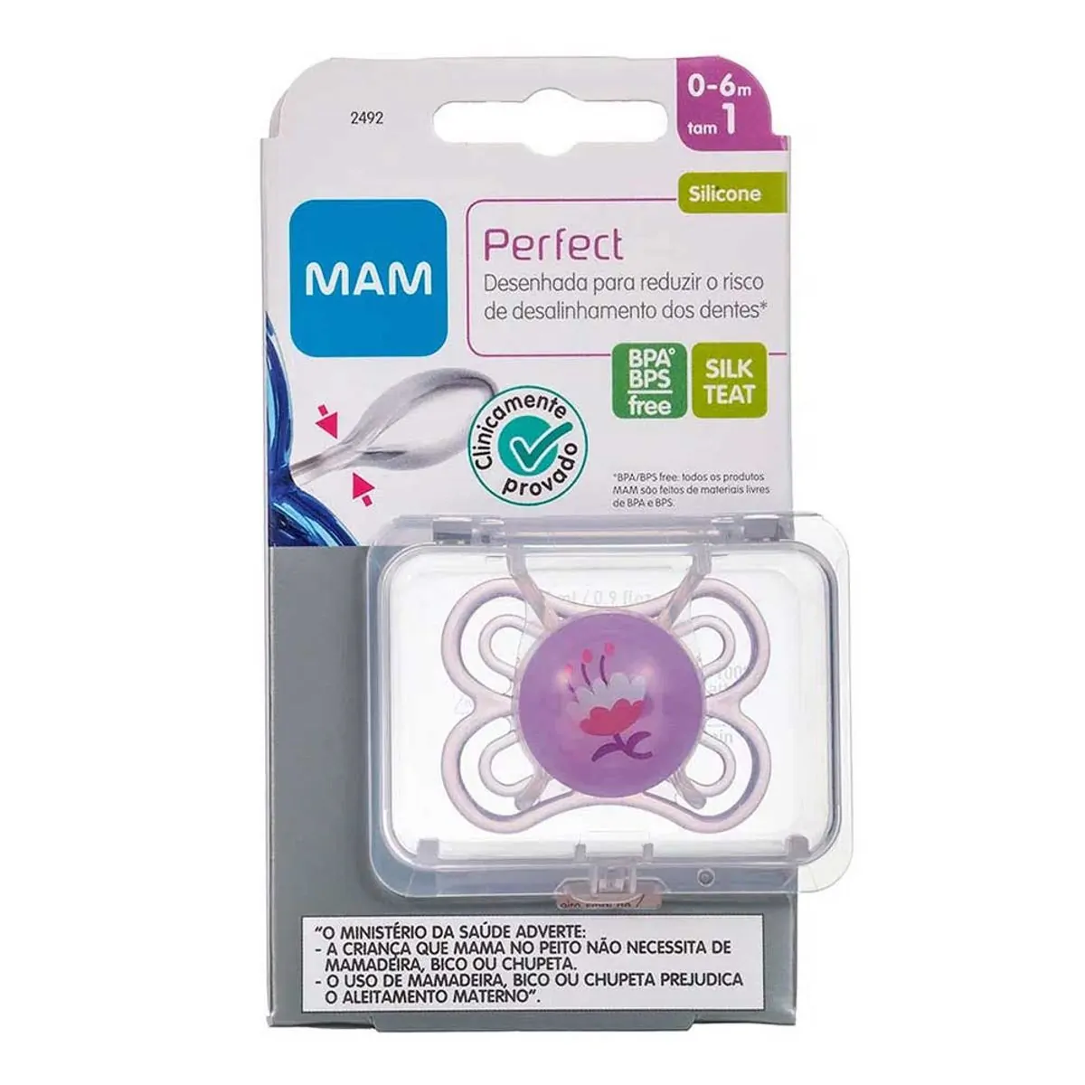 Chupeta MAM - Perfect - Embalagem Dupla - Rosa - Night - 0-6 Meses