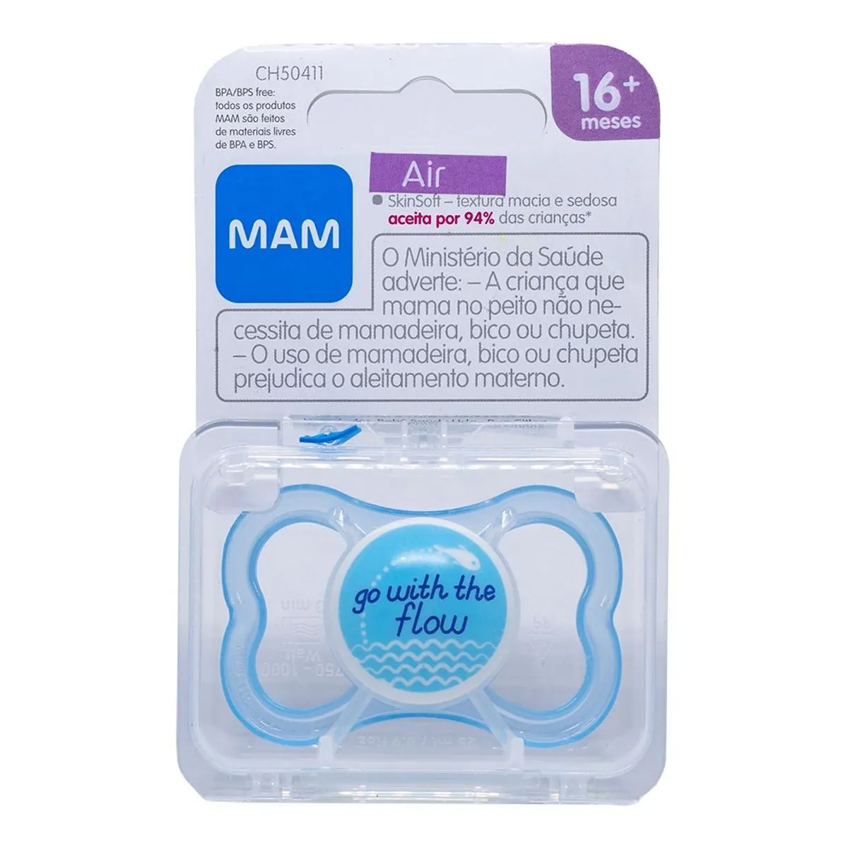 Chupeta - Air Silicone Skin Soft - Acima 18 Meses - Azul - Mam Baby