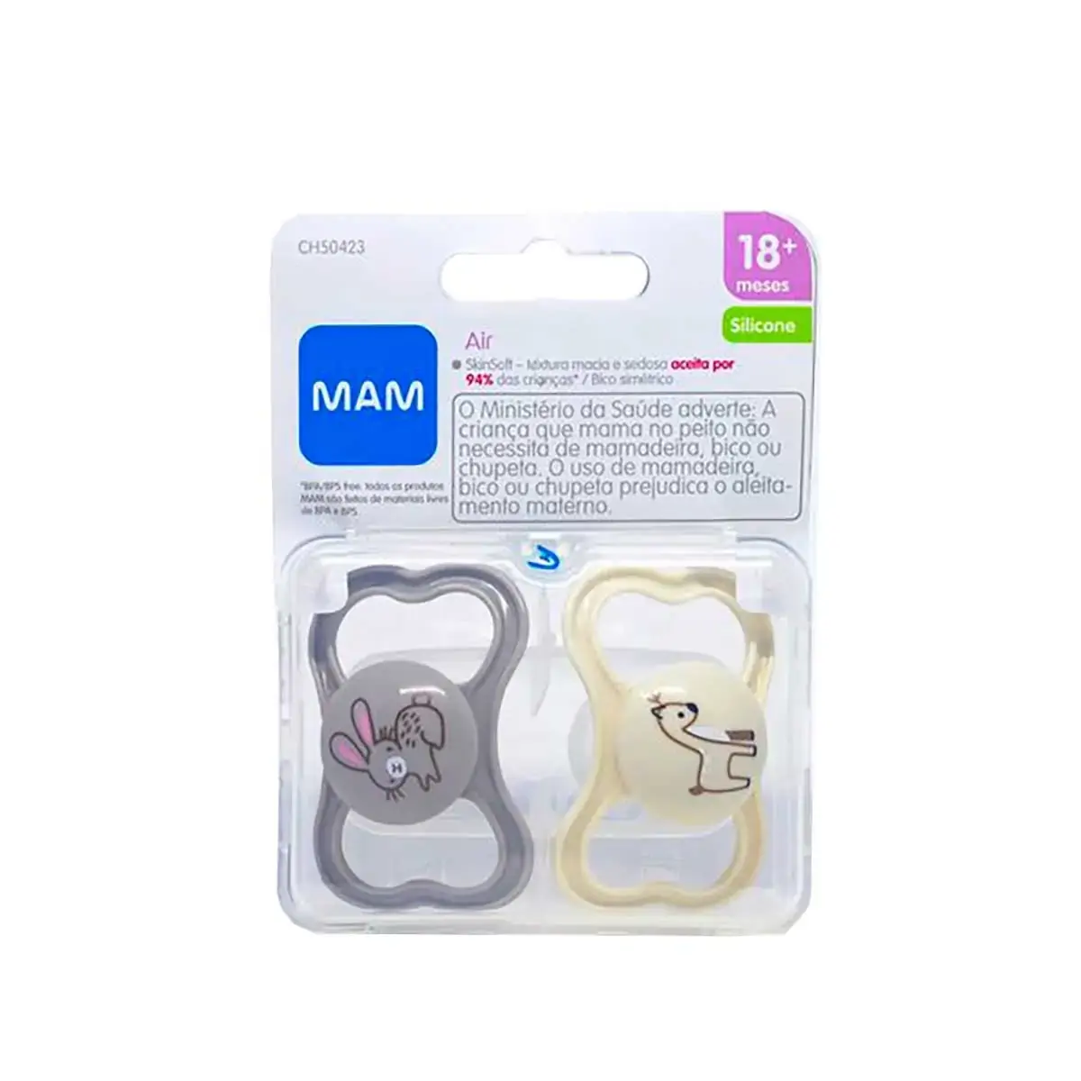 Chupeta - Air Silicone Skin Soft - Acima 18 Meses - Neutra - 2 Unidades - Mam Baby