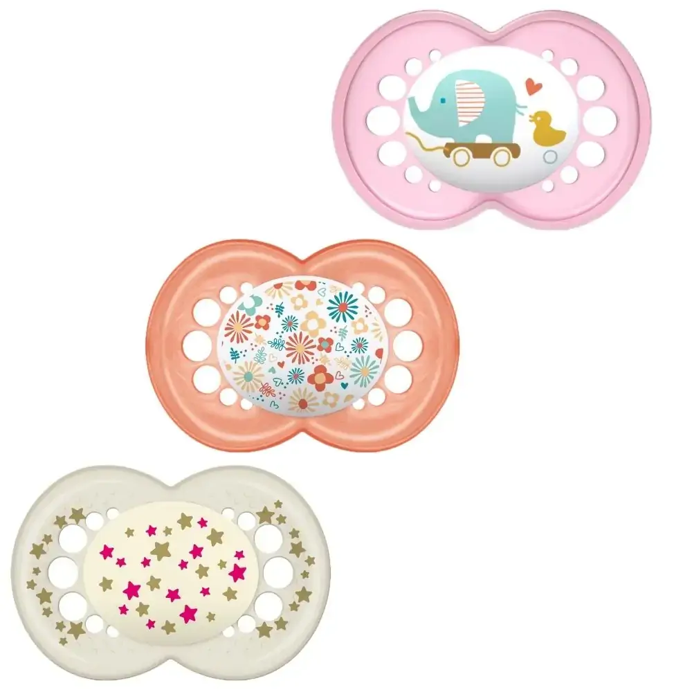 Chupeta Rosa E Lilás Original Day Night Silicone Mam A Partir De 6 Meses 3 Unidades