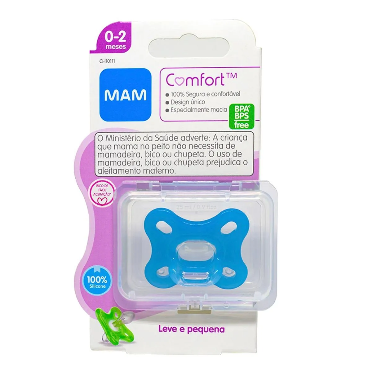 Chupeta Azul Comfort Silicone Mam 0 A 2 Meses