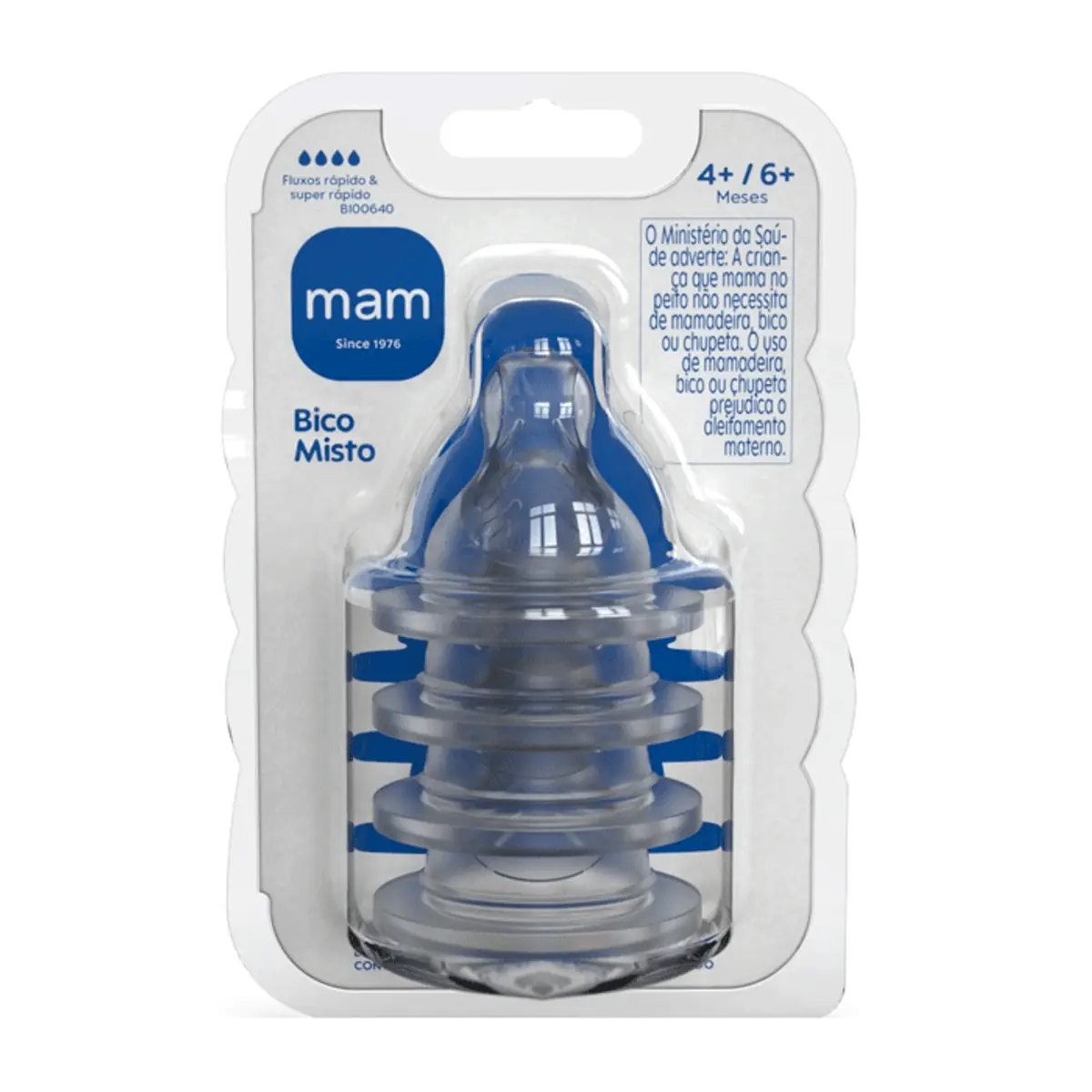 Kit 4 Bicos Silicone Mamadeira Fluxo Rápido Super Rápido MAM