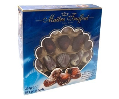 Belgian Pralines Seashells Blue In A 250g Pack From Maître Truffout