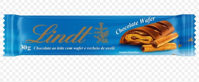 Rolinhos de Wafer Chocolate ao Leite Recheio Avelã Lindt Pacote 30g