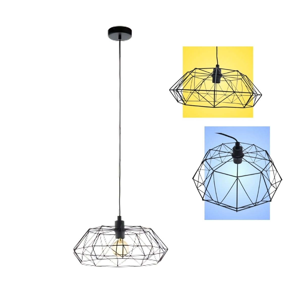 Pendente Aramado Aço Preto 1 Luz E27
