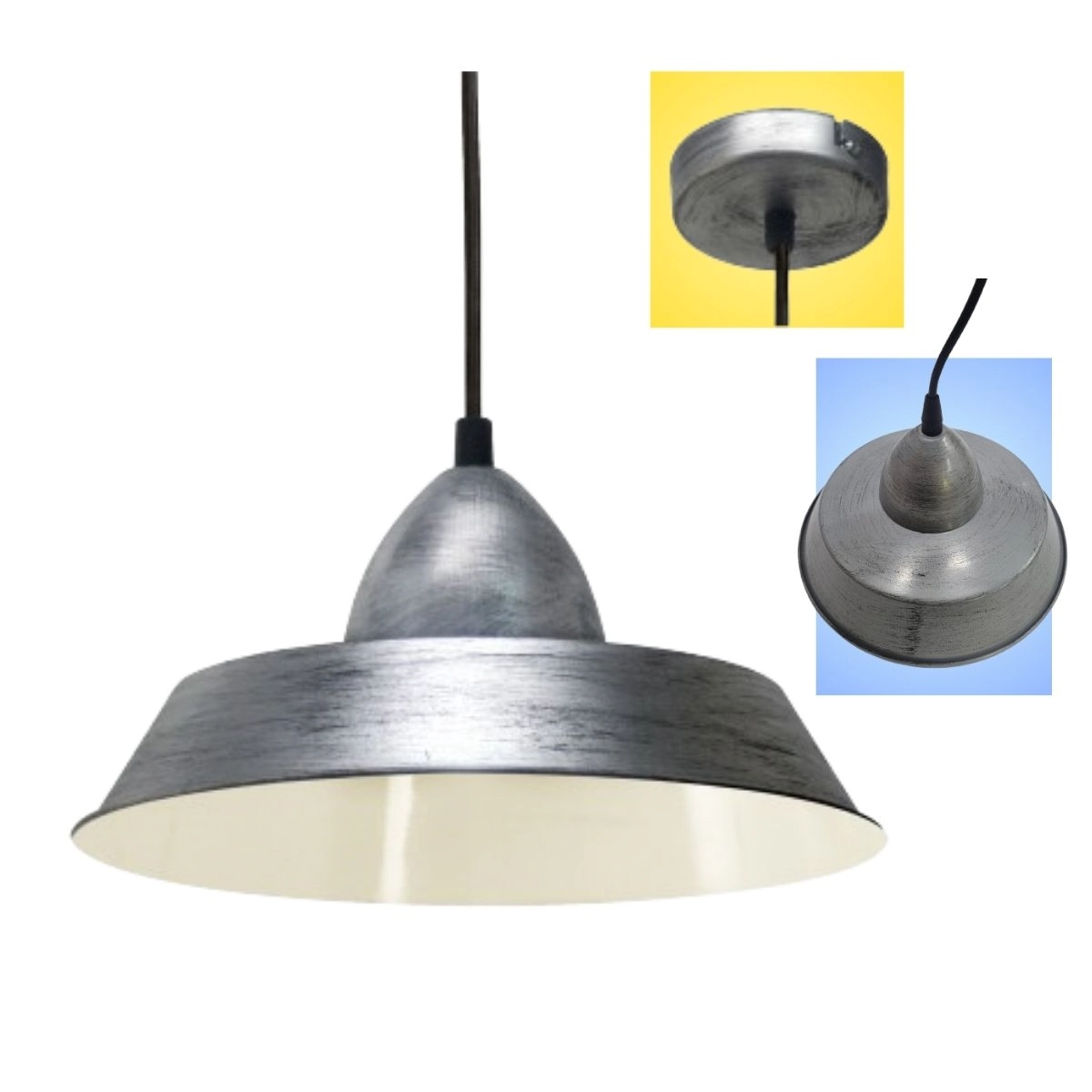 Pendente Aço Prata Envelhecido 1 Luz E27