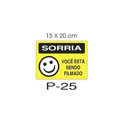 Placa Sorria Vc Esta Sendo Filmado Branca P 25 Ja