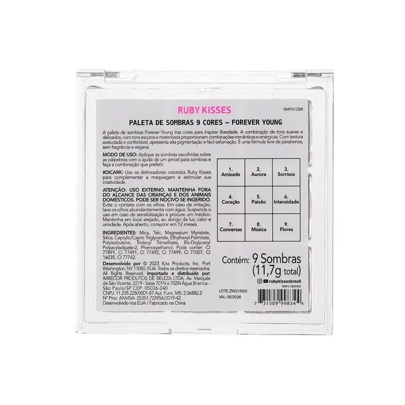 Kiss Ruby Kisses Palette Sombra Forever Young R.rmps12br