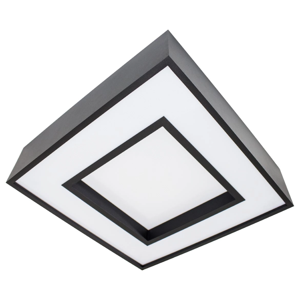 Plafon Sobrepor Quadrado Preto 45x45cm Para 4 Lâmpadas E27 St4540