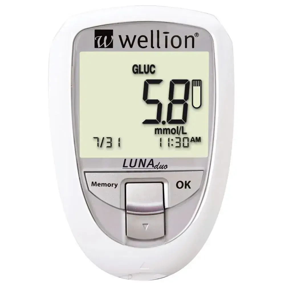 Medidor de Glicose Luna Branco + 50 Tiras de Glicose Wellion