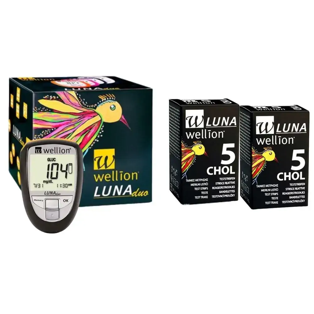 Medidor de Glicose Luna Preto + 50 Tiras de Glicose Wellion