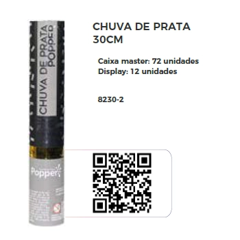 Lança Confete Popper Chuva Prata 30cm