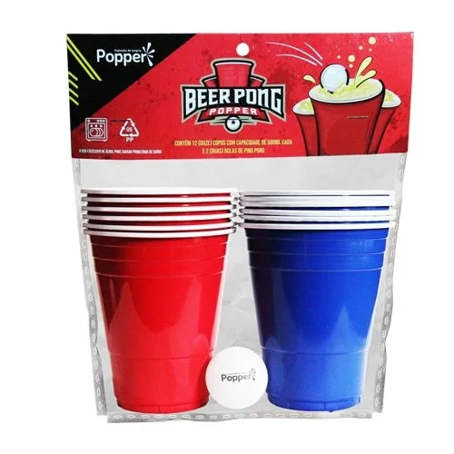 Kit Beer Pong 500ml Azul/vermelho C/12 Ref.bp12