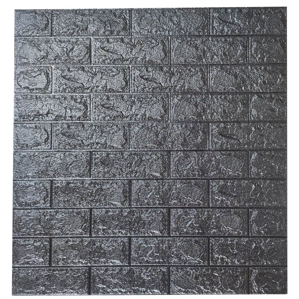 Kit 10 Placa Painel 3d Tijolo Preto Auto Adesivo 70 X 77 Cm
