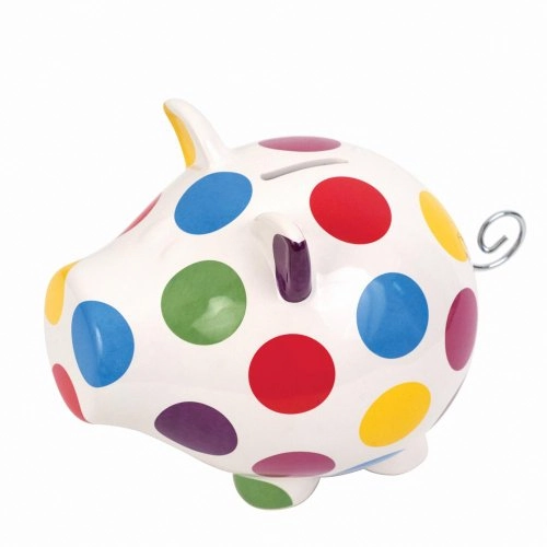 Cofre Porquinho 15cm Bolinhas Coloridas Mini