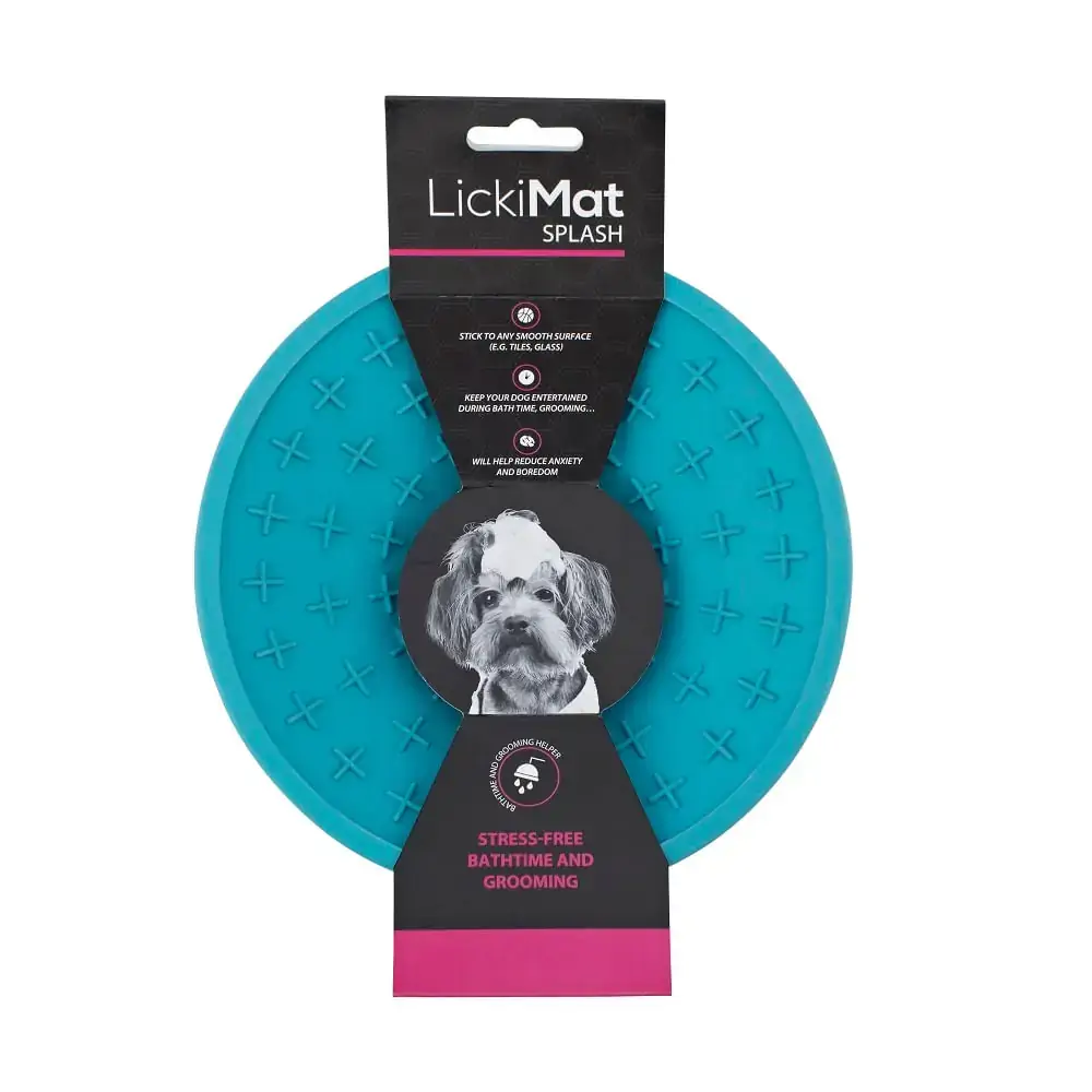 Tapete Côncavo De Lamber Splash Azul Para Cães 20x6x20cm Lickimat