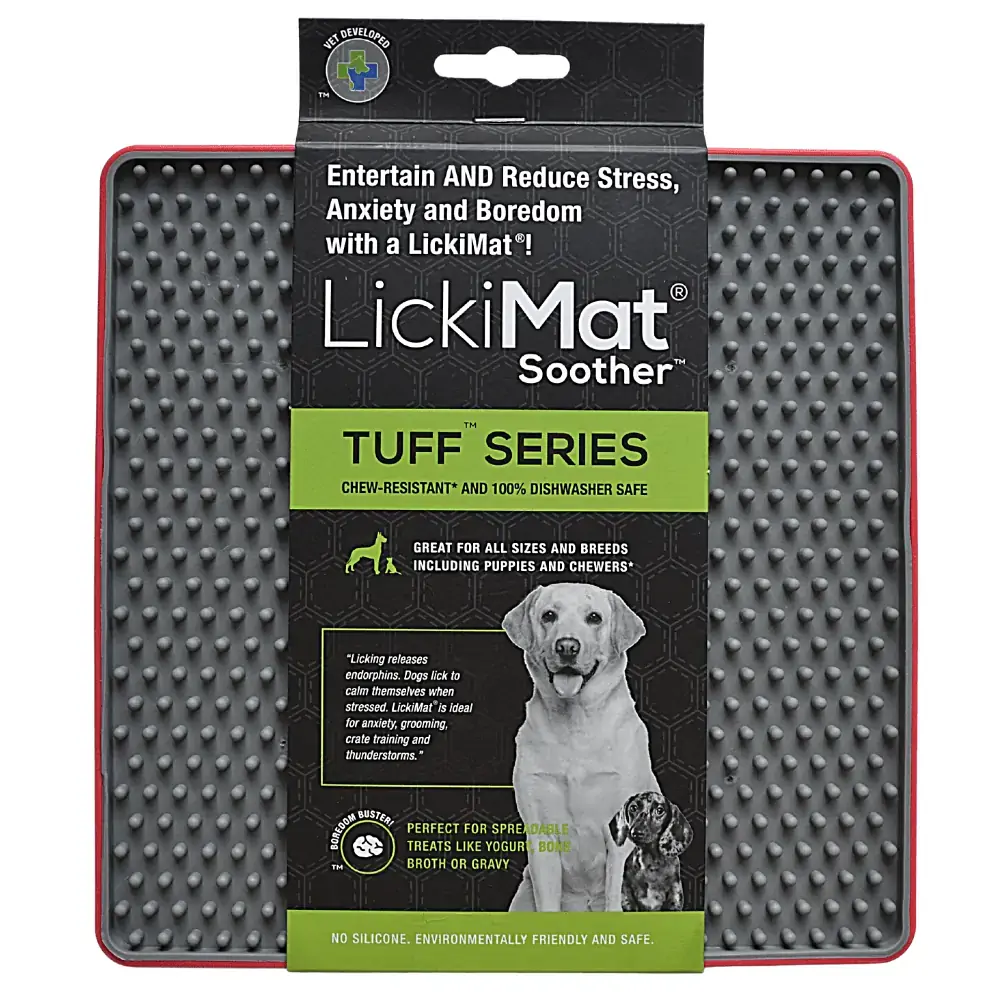 Alimentador Anti Stress Tuff Soother Vermelho Para Cães E Gatos Lickimat