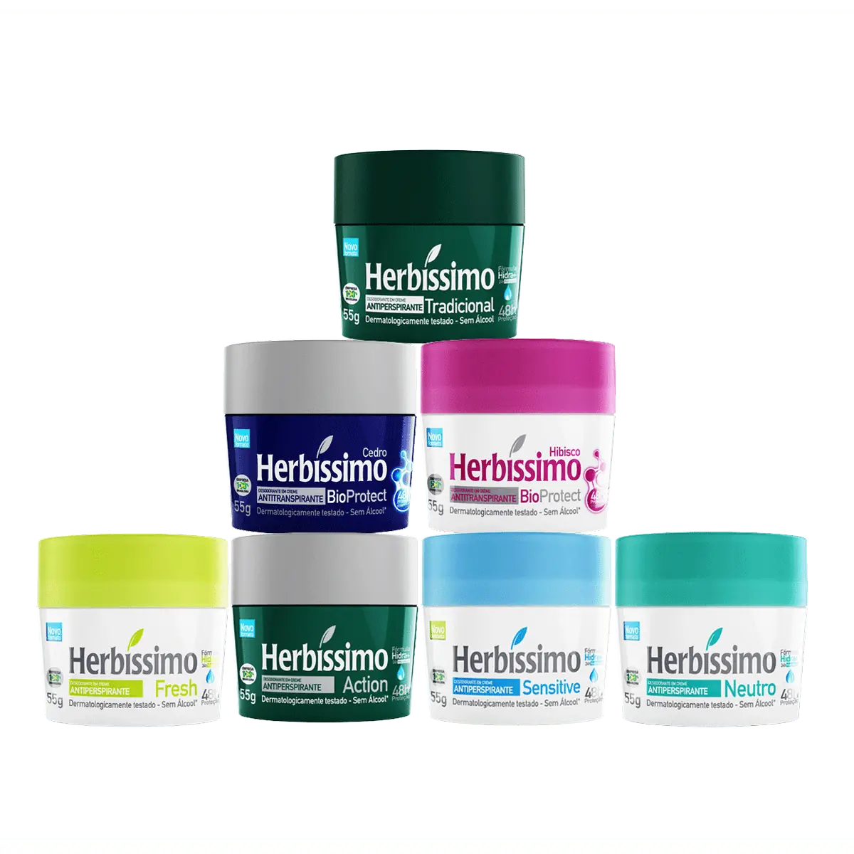 Kit Desodorante Creme Herbissimo 55G com 7 unidades - Kit Desodorante Creme Antitranspirante Herbiss