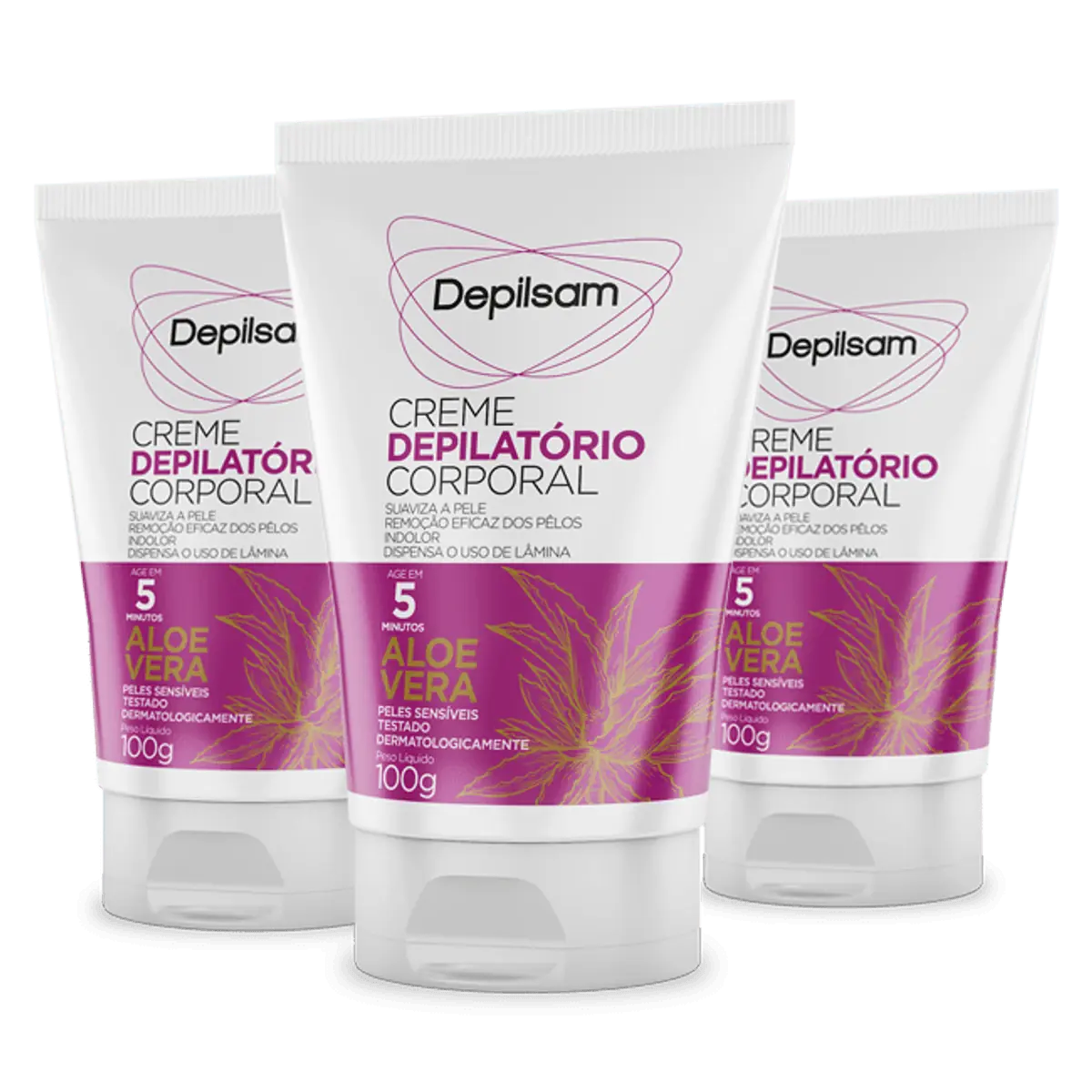 Kit Creme Depilatório Corporal Depilsam Aloe Vera 100G com 3 unidades