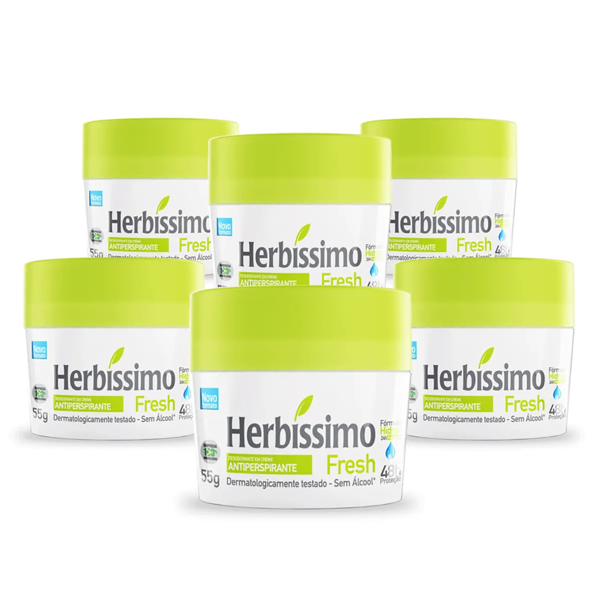 Kit Desodorante Creme Antitranspirante Fresh Herbissimo 55G com 6 unidades