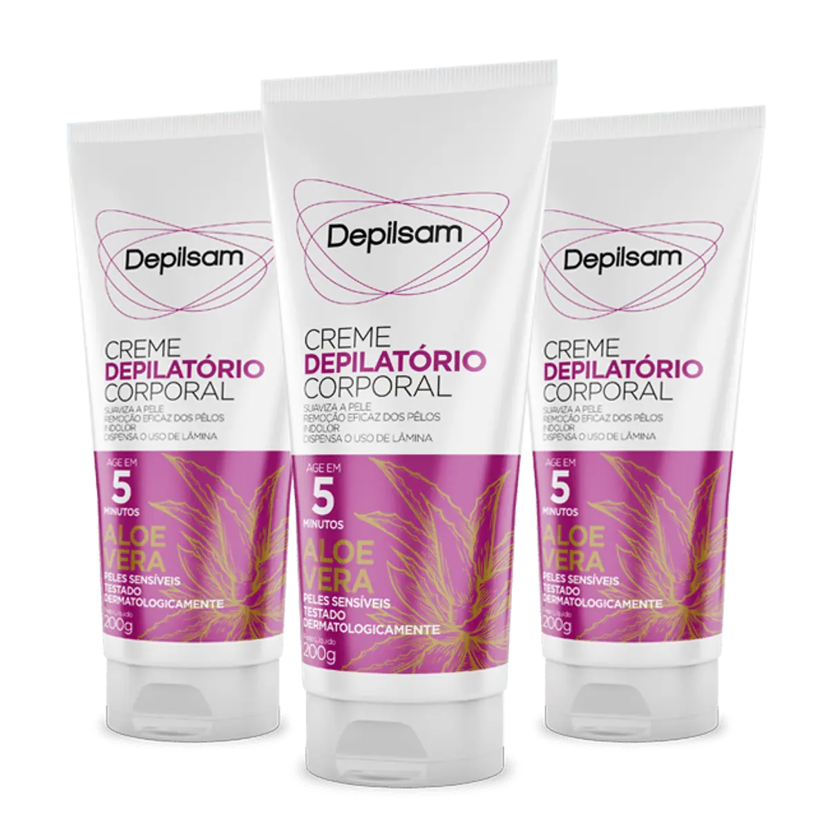 Kit Creme Depilatório Corporal Depilsam Aloe Vera 200G com 3 unidades