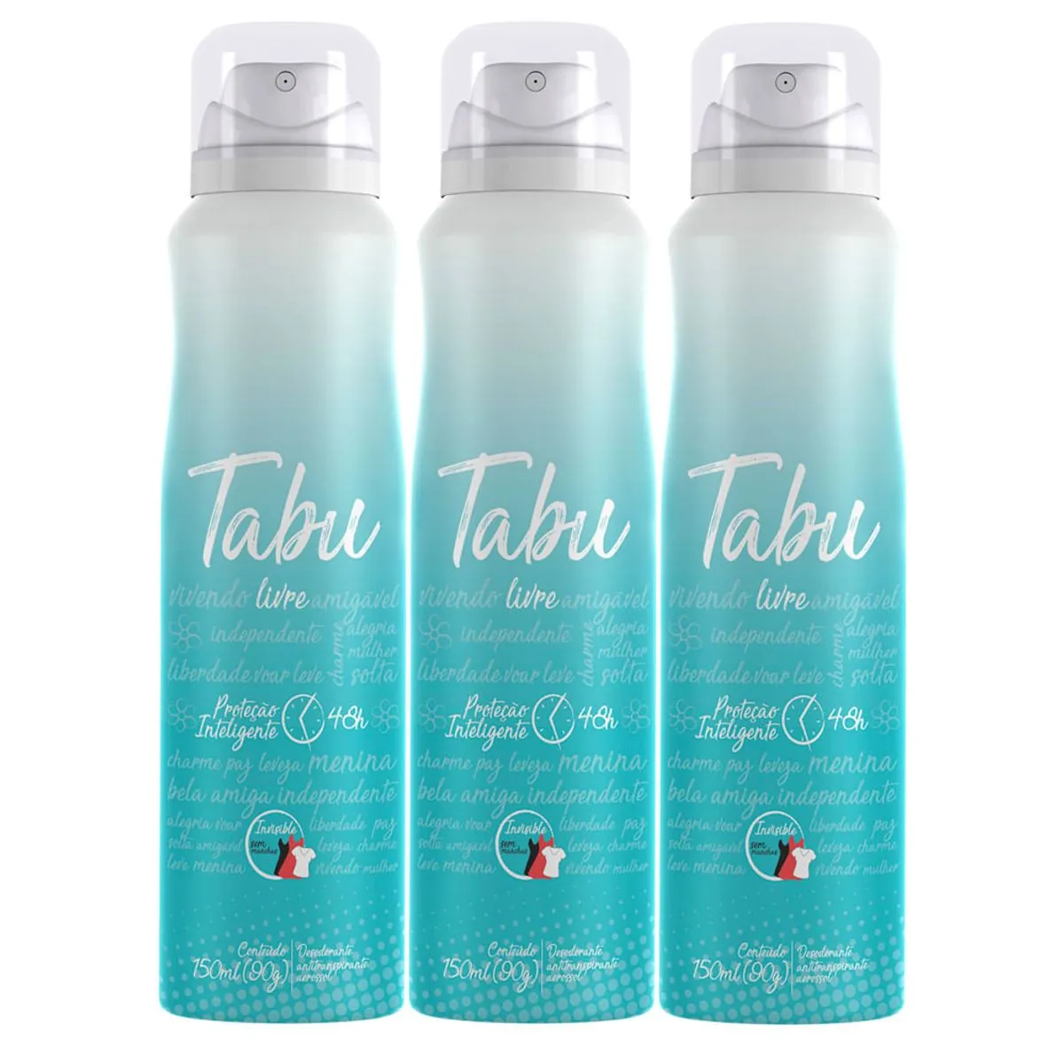 Kit Desodorante Aerosol Antitranspirante Tabu Livre 150Ml com 3 Unidades