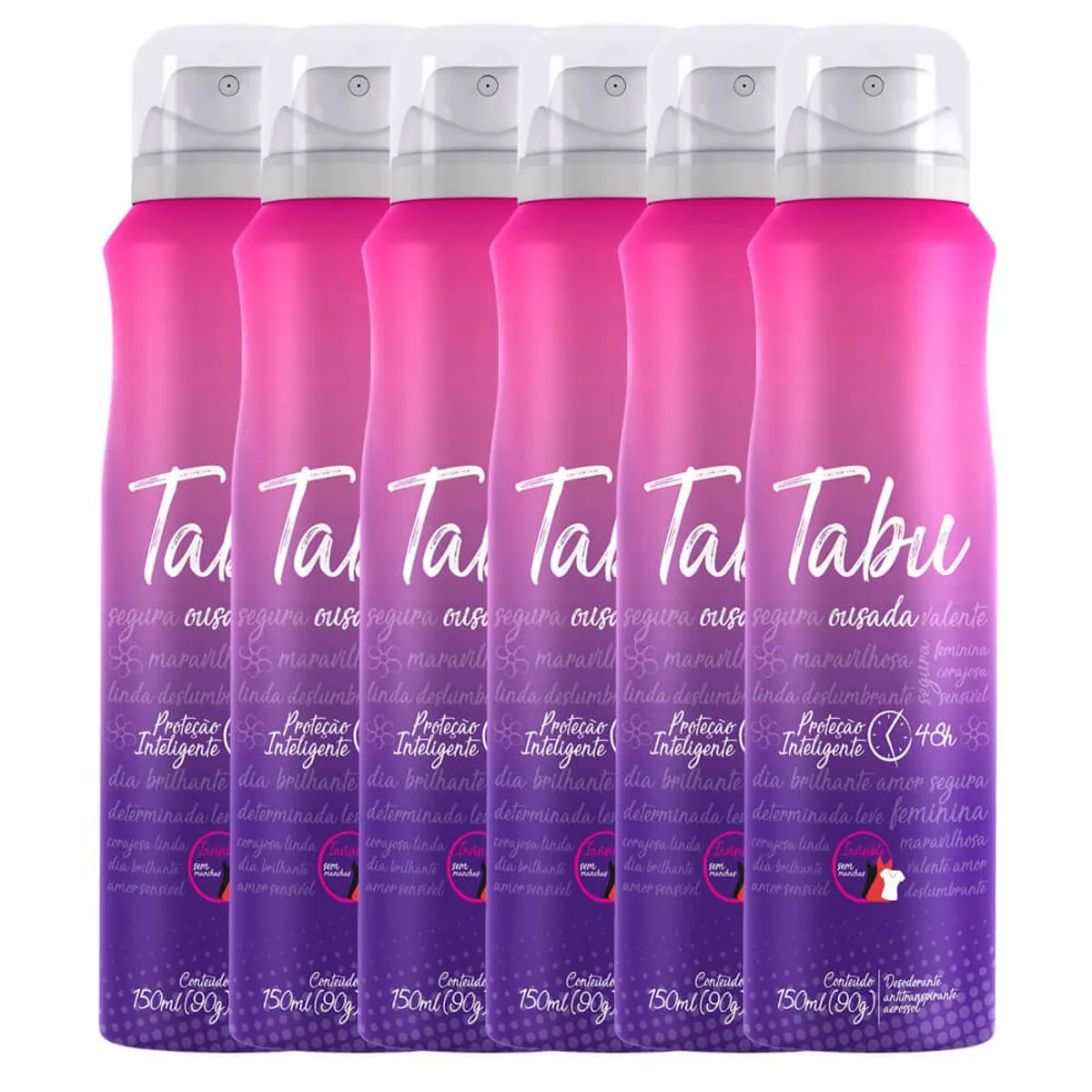 Kit Desodorante Aerosol Antitranspirante Tabu Ousada 150Ml com 6 Unidades