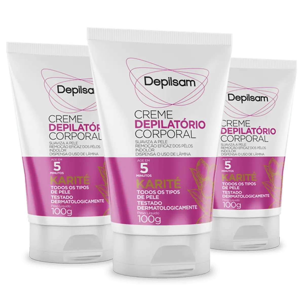 Kit Creme Depilatório Corporal Depilsam Karité 100G com 3 unidades