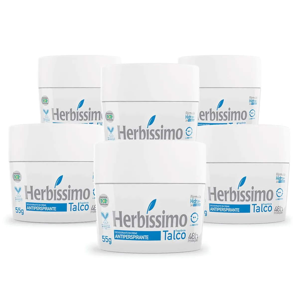 Kit Desodorante Creme Antitranspirante Talco Herbissimo 55G c/6 unidades - Desodorante Creme Antitra