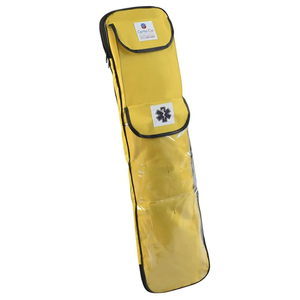 Bolsa Porta Talas e Colares com Bolso Transparente Amarela