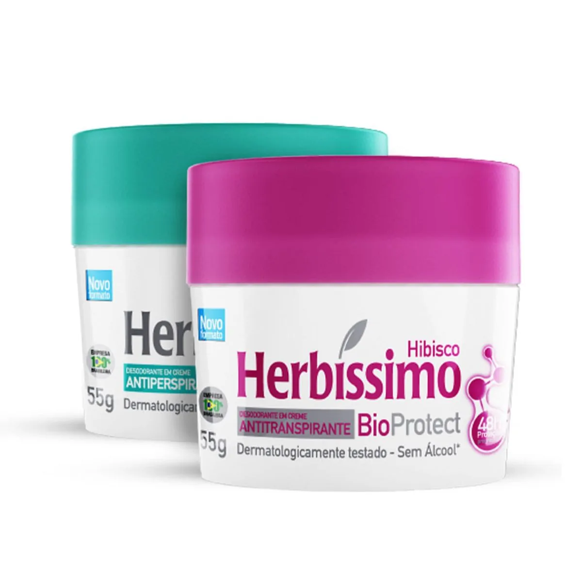 Kit Desodorante Creme Antitranspirante Hibisco e Neutro Herbissimo 55G - 2 unidades