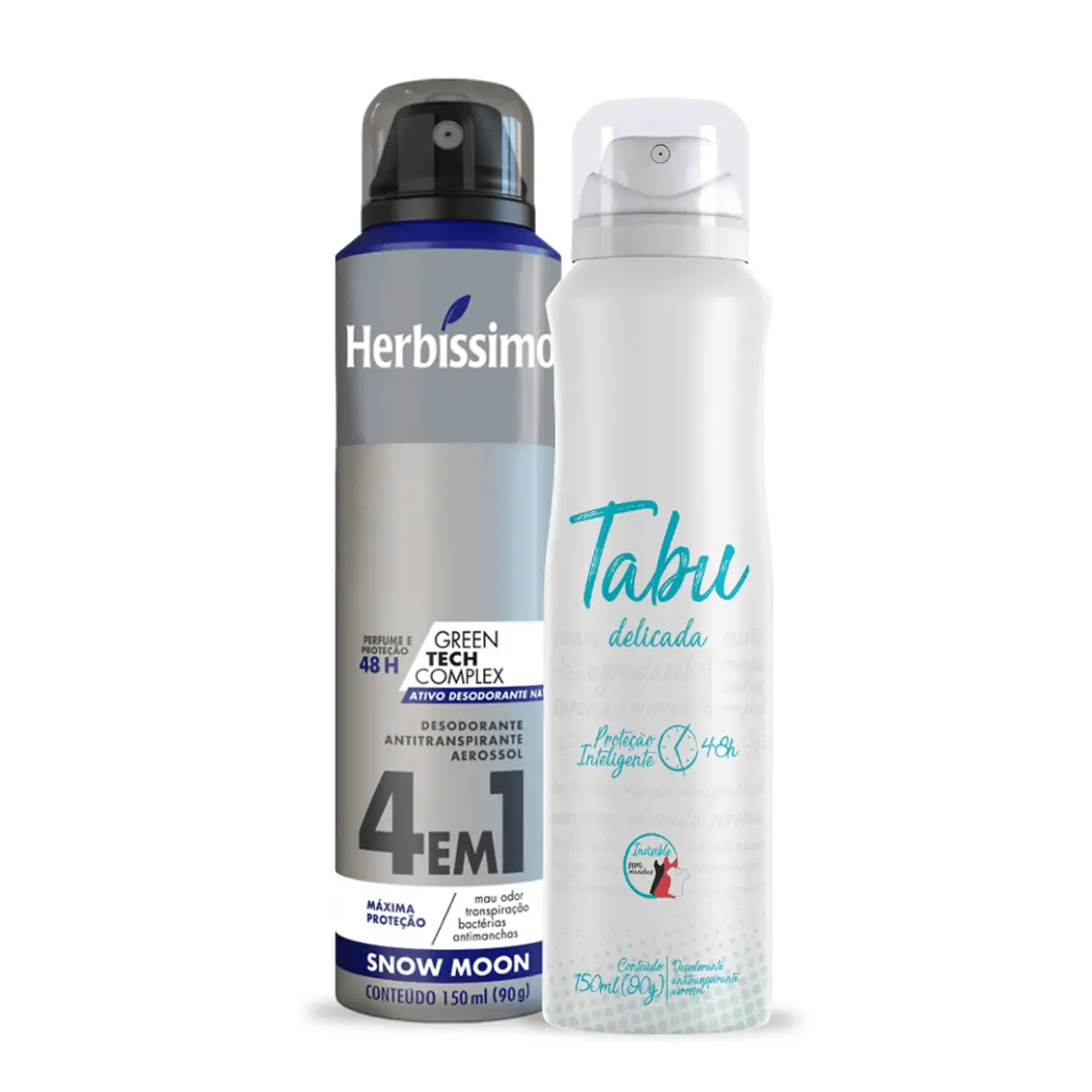 Kit Desodorante Aerossol Antitranspirante Herbissimo Snow Moon e Tabu Delicada 150Ml - Kit Desodoran