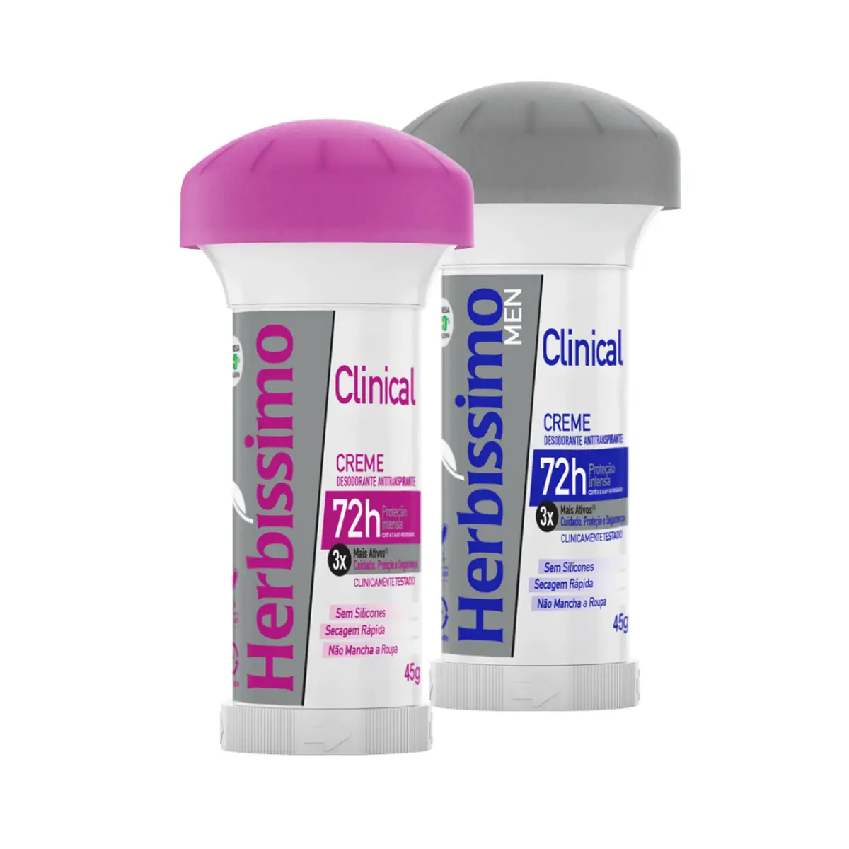 Kit Desodorante Twist Antitranspirante Herbissimo Clinical Rosa e Men 45G c/2 unidades