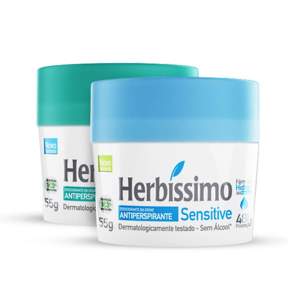 Kit Desodorante Creme Antitranspirante Sensitive e Neutro Herbissimo 55G - 2