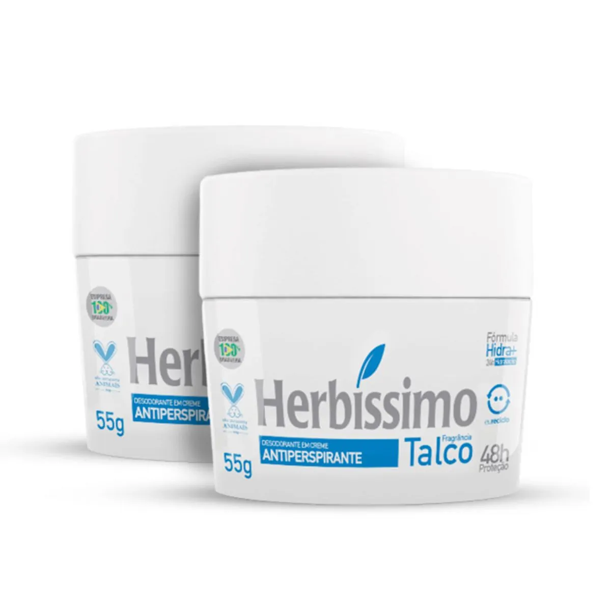 Kit Desodorante Creme Antitranspirante Talco Herbissimo 55G - 2 unidades