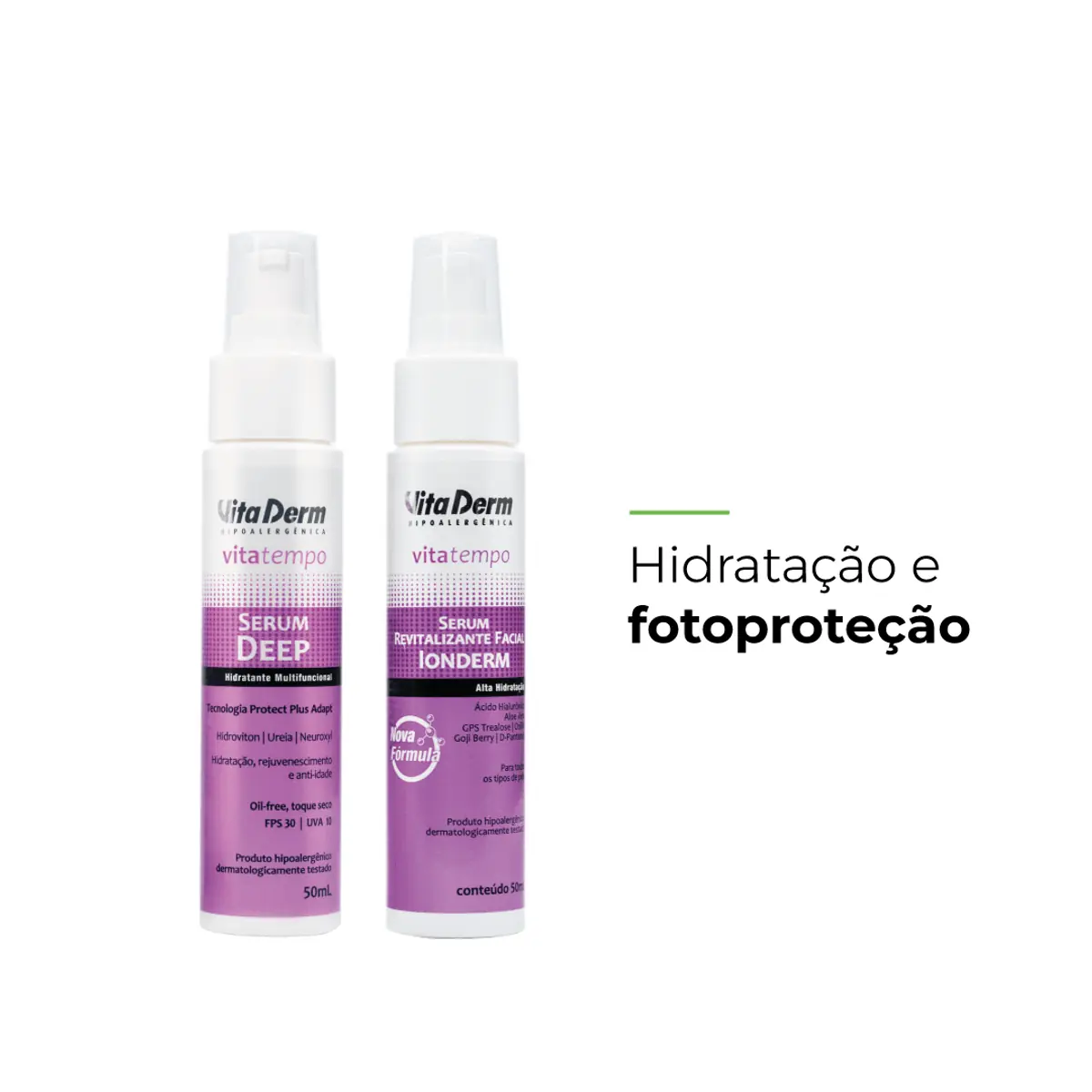 Kit Hidratação e Fotoproteção - Serum Deep Vita Tempo + Serum Revitalizante Facial Ionderm