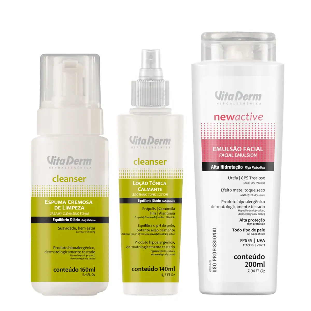 Kit Pele Normal - Espuma Cremosa de Limpeza Cleanser + Loção Tônica Calmante + Emulsão Facial FPS30