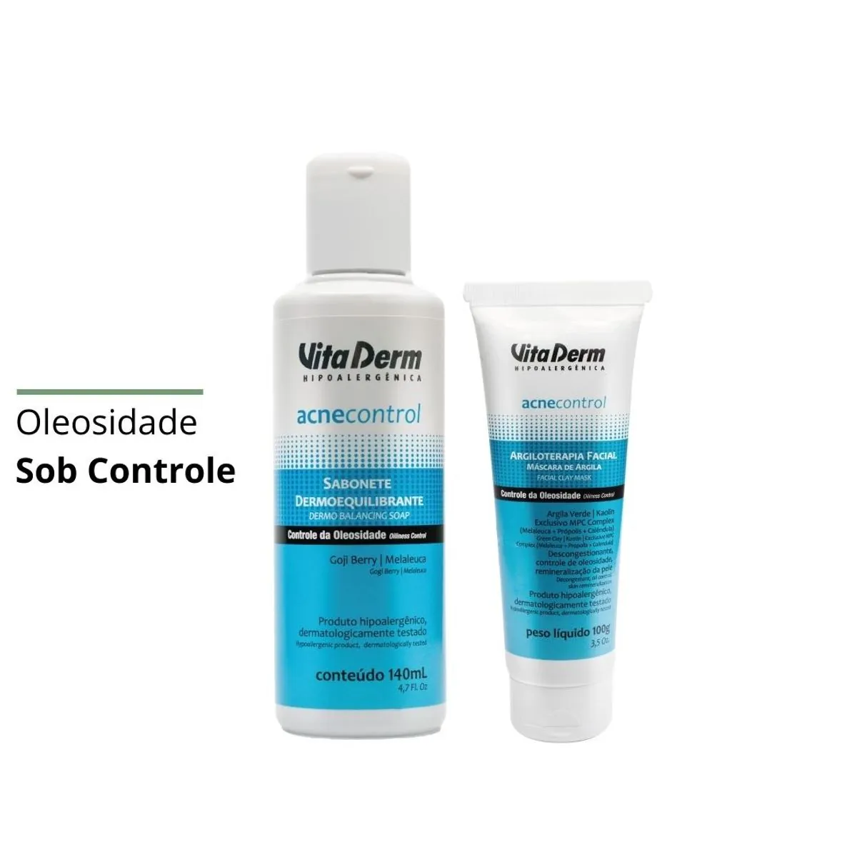 Kit Oleosidade Sob Controle - Sabonete Dermoequilibrante Acne Control + Argiloterapia Facial Acne Co