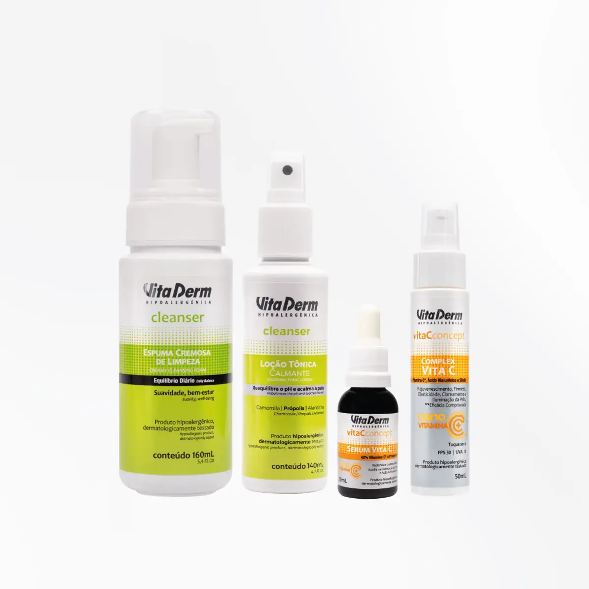 Kit Todos os tipos de pele - Espuma Cremosa de Limpeza Cleanser + Loção Tônica Calmante Cleanser + S