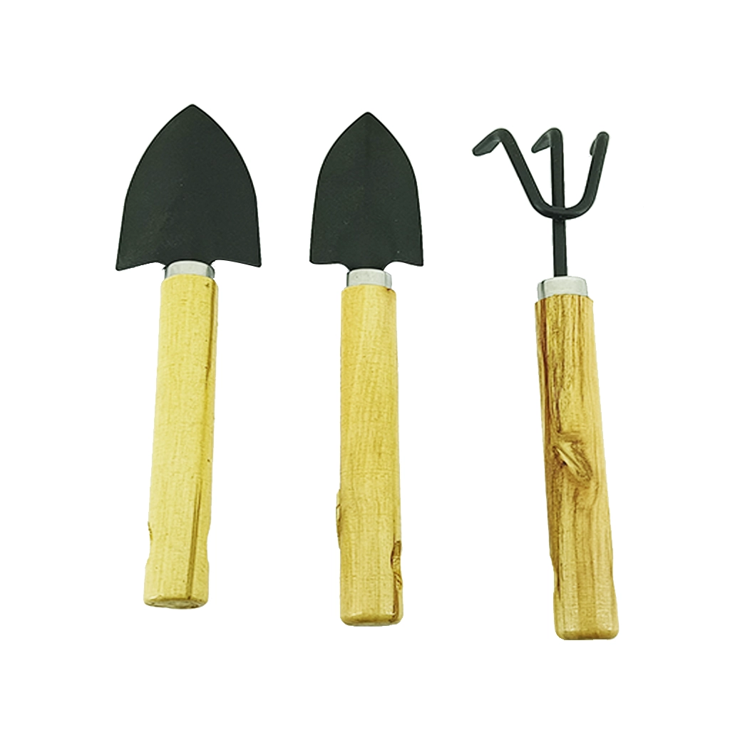 Kit Mini Jardinagem Madeira E Ferro Com 3 Peças