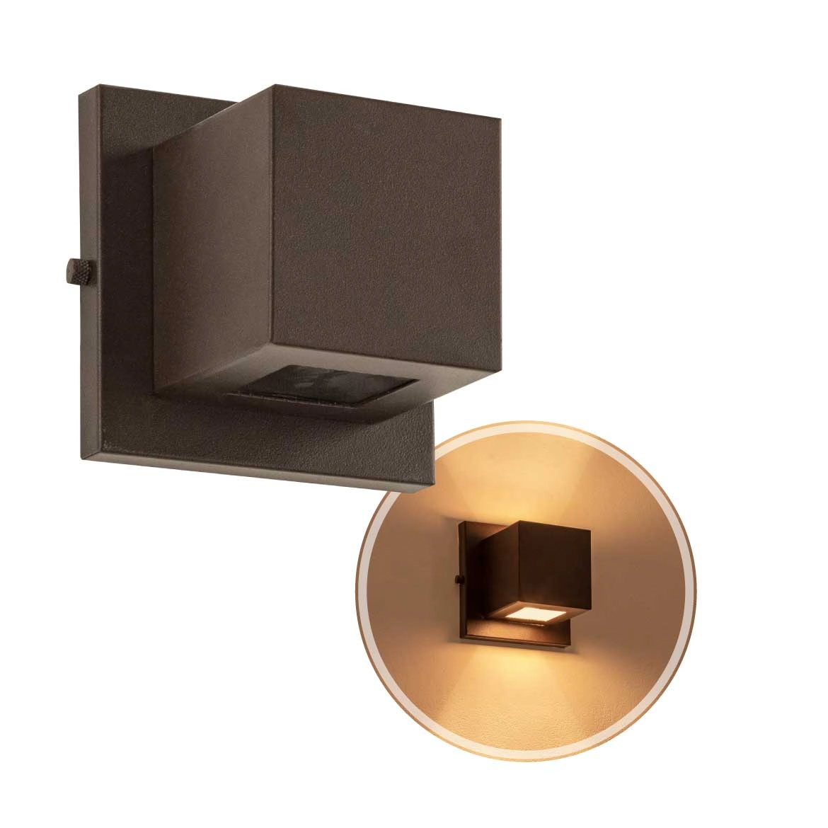Arandela Box Cubo Pequena 2 Fachos Marrom Parede Muro St1318