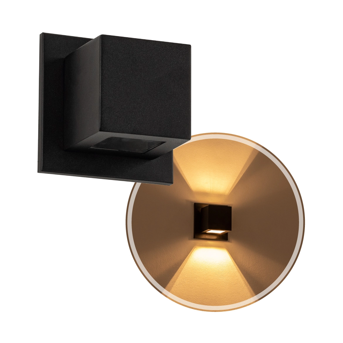 Arandela Box Cubo Pequena 2 Fachos Preto Parede Muro St1318