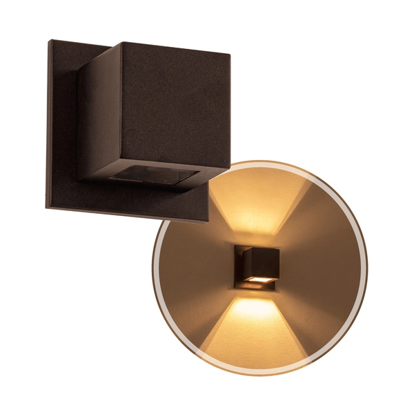 5x Arandela Box Cubo Pequena 2 Fachos Marrom Parede Muro St1318