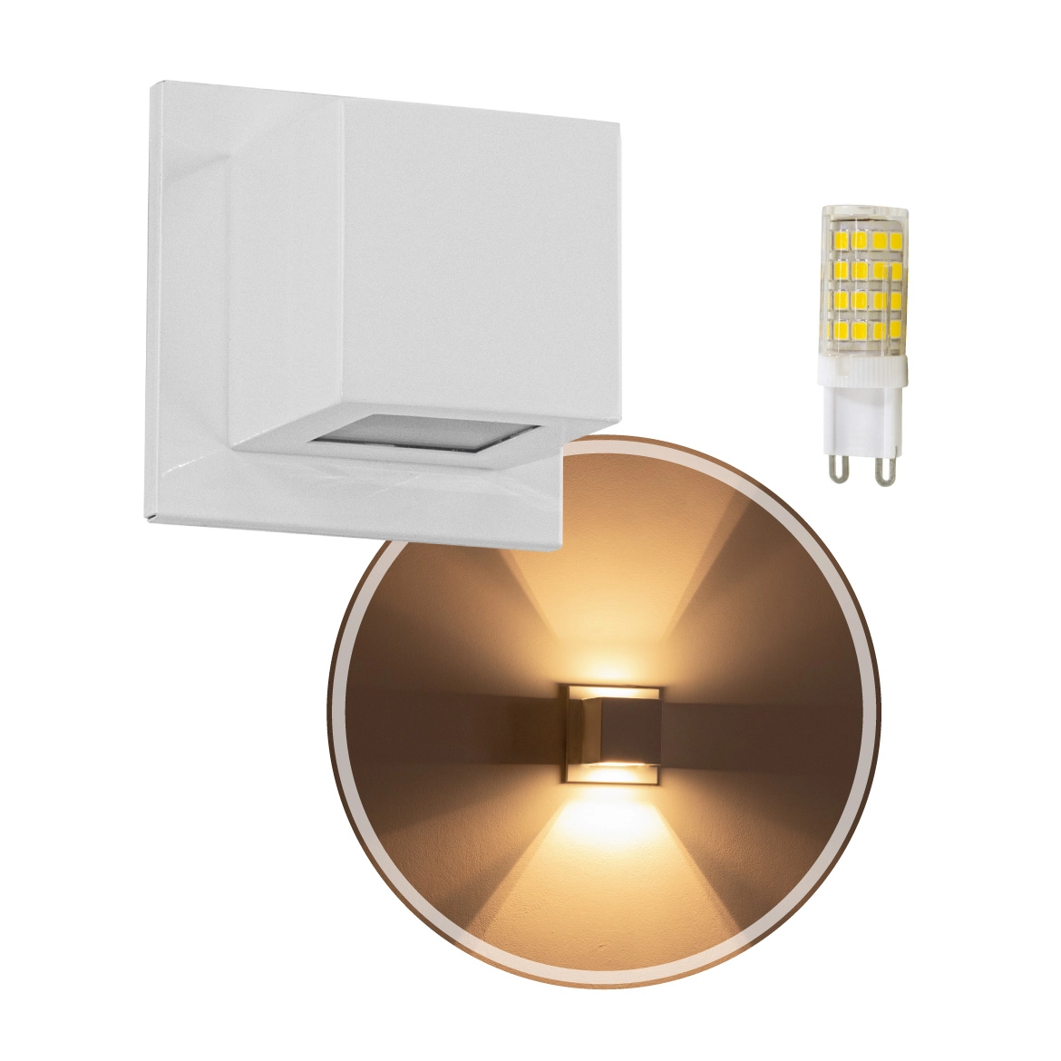 4x Arandela Box Cubo Pequena 2 Fachos Branca + Led G9 5w Bivolt 3000k St1318
