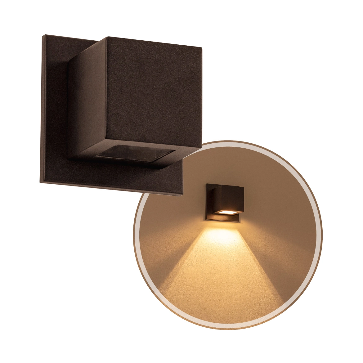 2x Arandela Box Cubo Pequena 1 Facho MARROM Parede Muro St1319