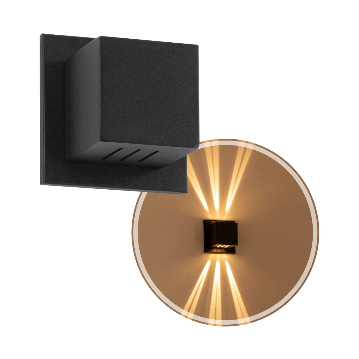 3x Arandela Box Cubo Pequena 6 Fachos PRETA Parede Muro St1317