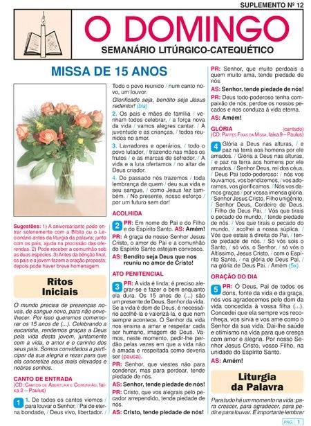 Celebracao Dos 15 Anos O Domingo 625g Editora Paulus