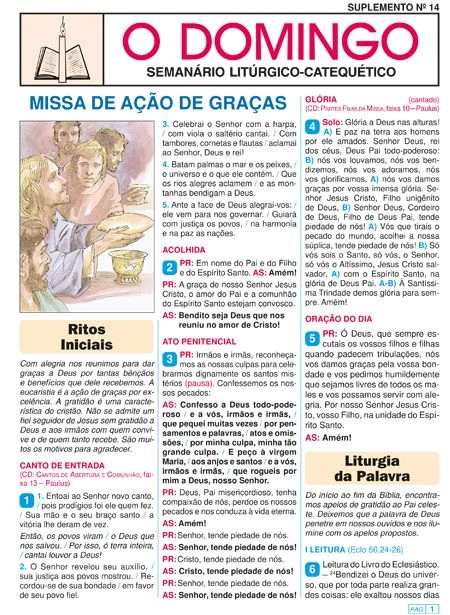 Missa De Acao De Gracas 625g Editora Paulus