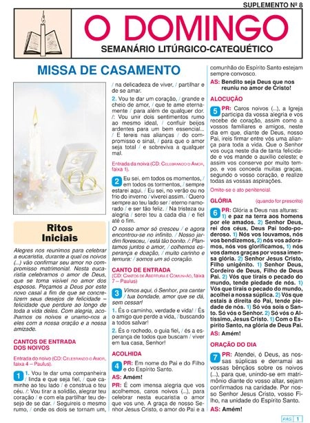Missa De Casamento O Domingo 775g Editora Paulus