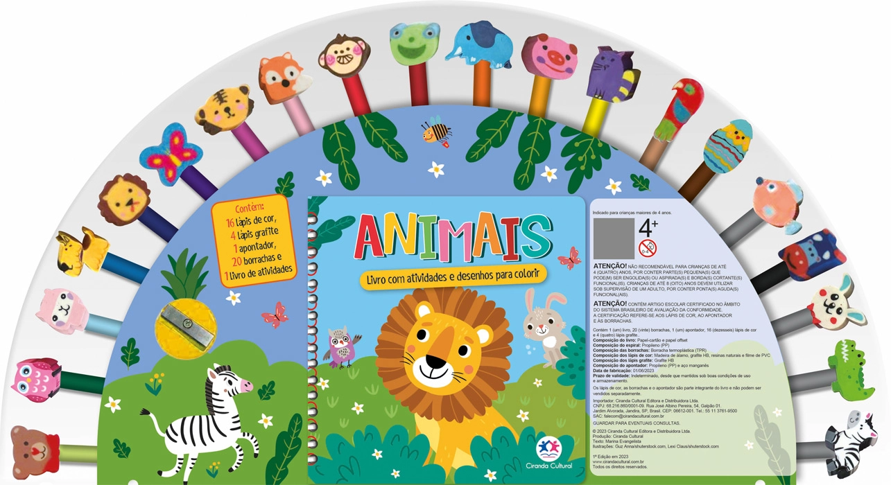Kit Livro Borracha Divertida Animais 110058 Ciranda Cultural